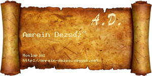 Amrein Dezső névjegykártya